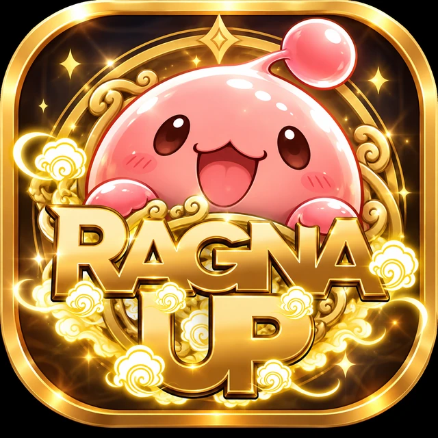 Poring rosa com a marca dourada RagnaUp